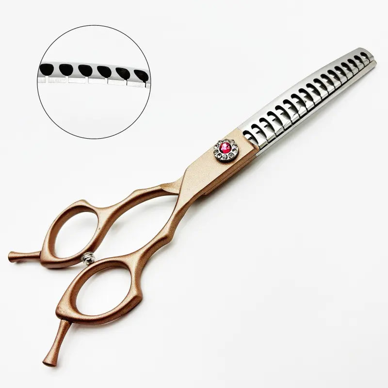 Wingsbro 7-Inch Professional Pet Grooming Scissors, Rose Gold Curved Thinning Shears for Groomers and Home Use