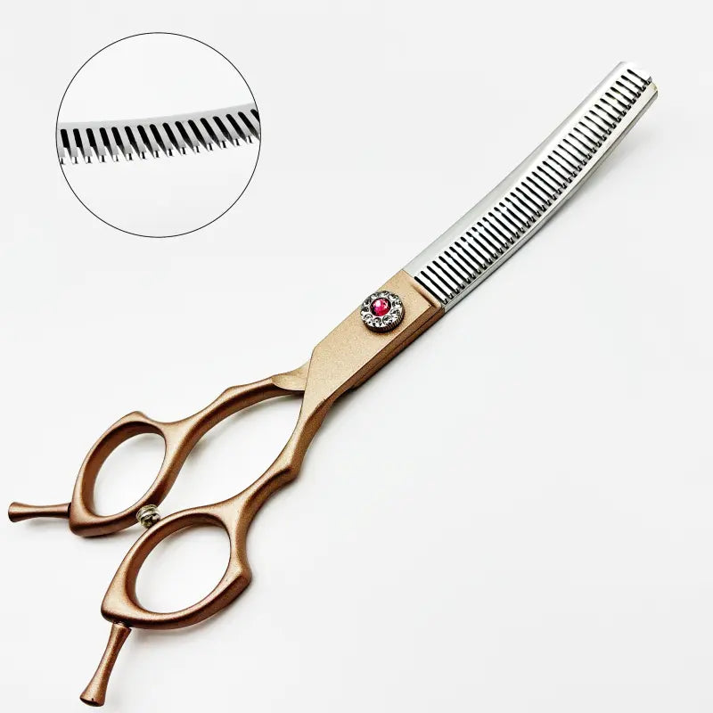 Wingsbro 7-Inch Professional Pet Grooming Scissors, Rose Gold Curved Thinning Shears for Groomers and Home Use