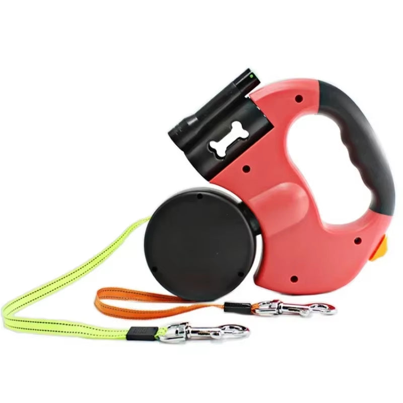 LED Automatic Retractable Dog Leash with Dual-Head Design and Storage Bag - Premium Pet Accessory
