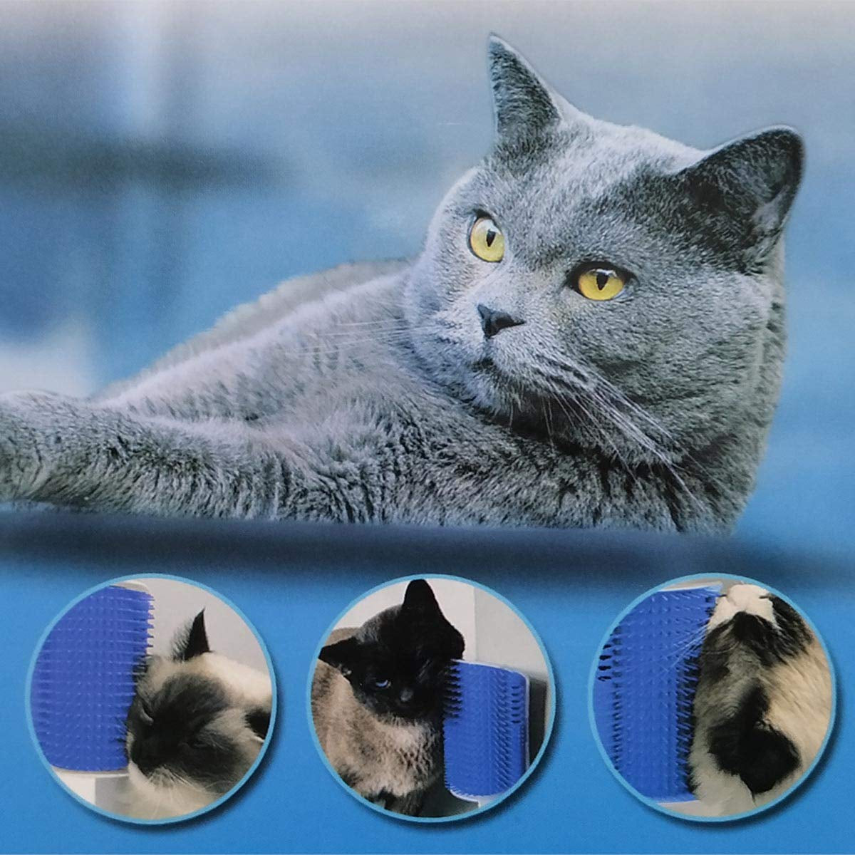 Softer Self-Grooming Tool Set with Catnip Wall Corner Massage Comb and Scratcher for Long and Short Fur Cats and Dogs (Gray) - 2 Pack