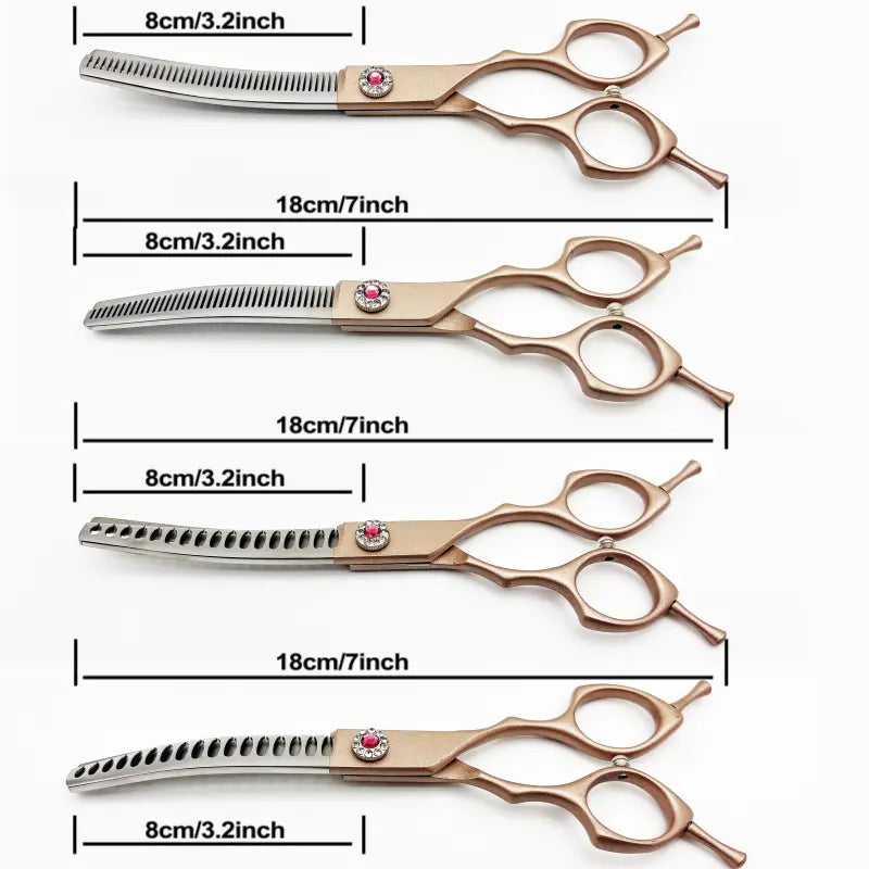 Wingsbro 7-Inch Professional Pet Grooming Scissors, Rose Gold Curved Thinning Shears for Groomers and Home Use