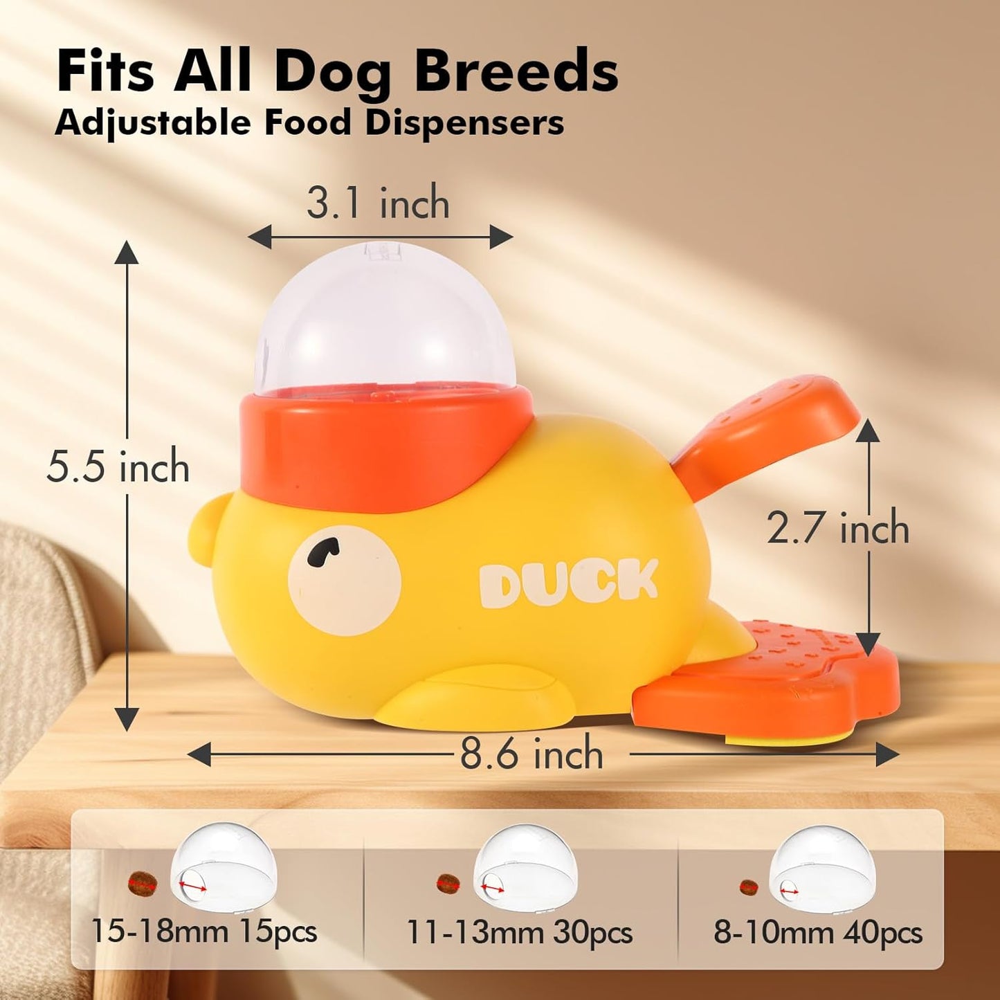Interactive Duck-Shaped Dog Treat Dispenser and Slow Feeder Bowl - Puzzle Toy for Mental Stimulation with Adjustable Food Outlet for Small to Medium Cats and Dogs