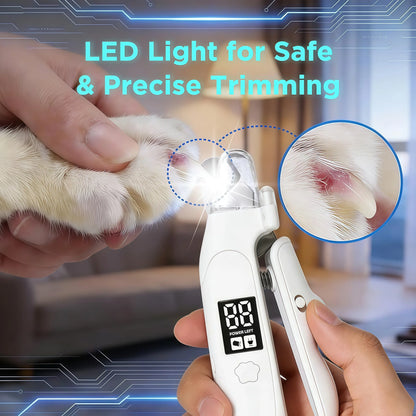 2-In-1 Dog & Cat Nail Clipper and Grinder with LED Light, Low-Noise Electric Pet Nail Trimmer, Safety Lock & Nail Catcher, USB-C Rechargeable, 3 Grinding Ports for Cats & Small to Medium Dogs Grooming Product