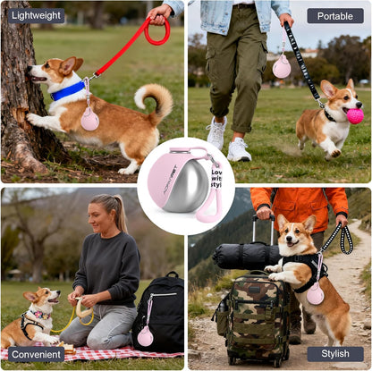 Stainless Steel Portable Dog Water Bottle with Bowl - 10oz No-Spill Travel Dispenser for Small Dogs - Ideal for Walking and Hiking