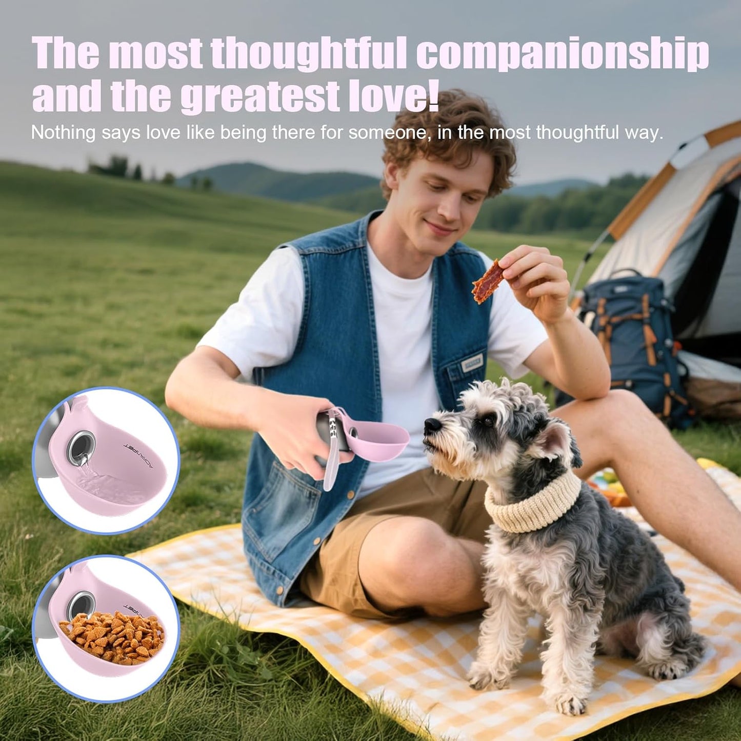 Stainless Steel Portable Dog Water Bottle with Bowl - 10oz No-Spill Travel Dispenser for Small Dogs - Ideal for Walking and Hiking