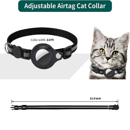 Adjustable Waterproof Cat Collar with Airtag Holder, Breakaway Design, Reflective Strips, and Bell