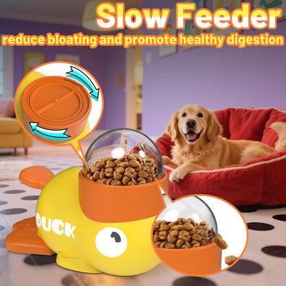 Interactive Duck-Shaped Dog Treat Dispenser and Slow Feeder Bowl - Puzzle Toy for Mental Stimulation with Adjustable Food Outlet for Small to Medium Cats and Dogs