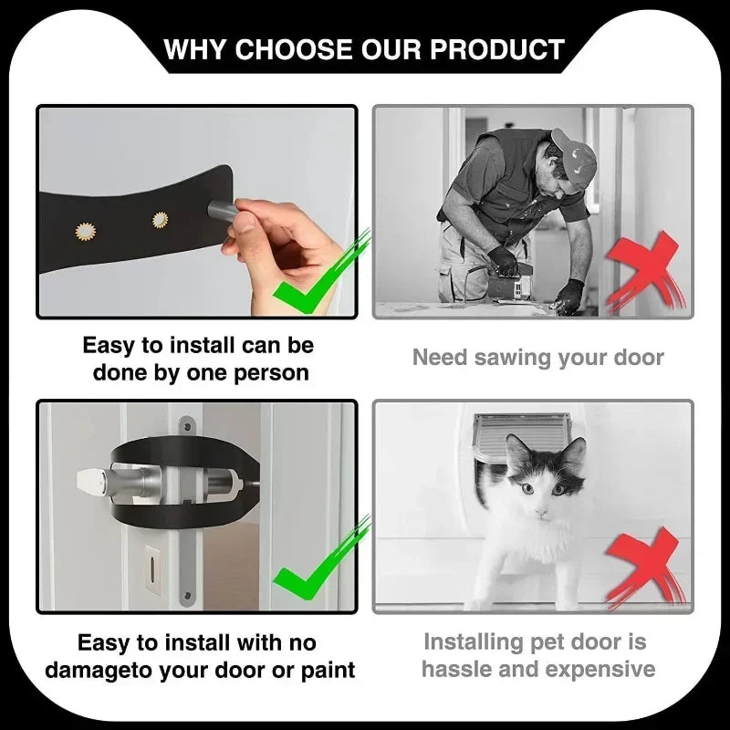 Adjustable Cat Door Holder Latch with Fish-Shaped Design - Flexible Door Stopper for Pets