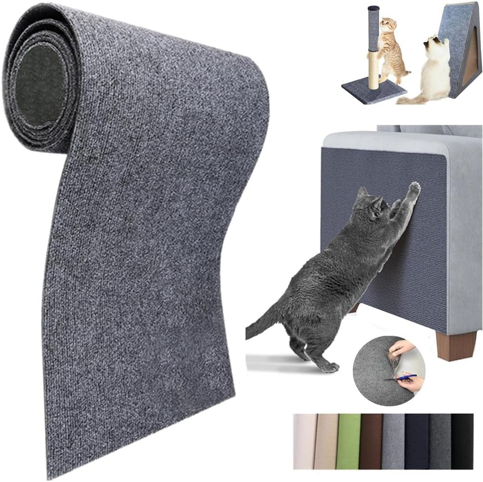 Self-Adhesive Cat Scratch Furniture Protector Mat - DIY Cat Scratch Pad for Cat Trees, Doors, and Couches (Dark Gray, 11.8 x 23 Inches)