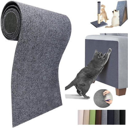 Self-Adhesive Cat Scratch Furniture Protector Mat - DIY Cat Scratch Pad for Cat Trees, Doors, and Couches (Dark Gray, 11.8 x 23 Inches)