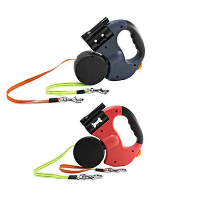 LED Automatic Retractable Dog Leash with Dual-Head Design and Storage Bag - Premium Pet Accessory