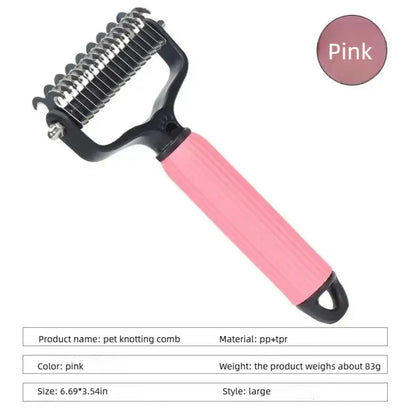 Professional Pet Grooming Tool - Universal Detangling Comb for Dogs with Stainless Steel Double-Sided Design for Effective Shedding Removal and Matted Hair Management.