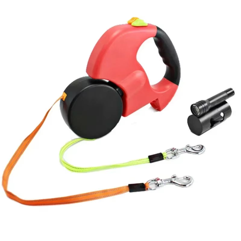 LED Automatic Retractable Dog Leash with Dual-Head Design and Storage Bag - Premium Pet Accessory