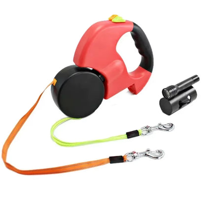 LED Automatic Retractable Dog Leash with Dual-Head Design and Storage Bag - Premium Pet Accessory