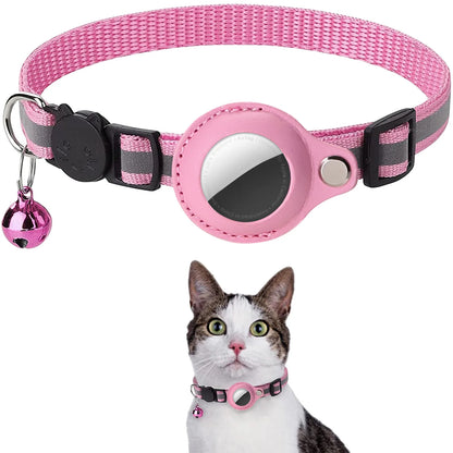Adjustable Waterproof Cat Collar with Airtag Holder, Breakaway Design, Reflective Strips, and Bell
