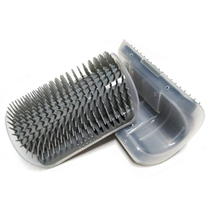 Softer Self-Grooming Tool Set with Catnip Wall Corner Massage Comb and Scratcher for Long and Short Fur Cats and Dogs (Gray) - 2 Pack
