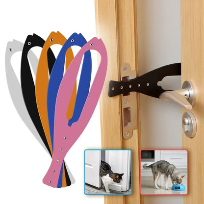 Adjustable Cat Door Holder Latch with Fish-Shaped Design - Flexible Door Stopper for Pets