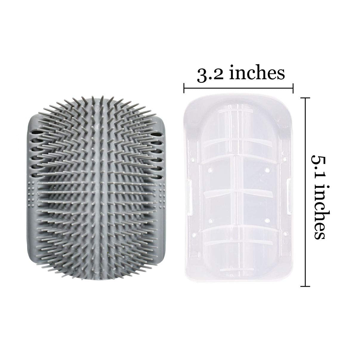 Softer Self-Grooming Tool Set with Catnip Wall Corner Massage Comb and Scratcher for Long and Short Fur Cats and Dogs (Gray) - 2 Pack