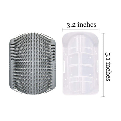Softer Self-Grooming Tool Set with Catnip Wall Corner Massage Comb and Scratcher for Long and Short Fur Cats and Dogs (Gray) - 2 Pack