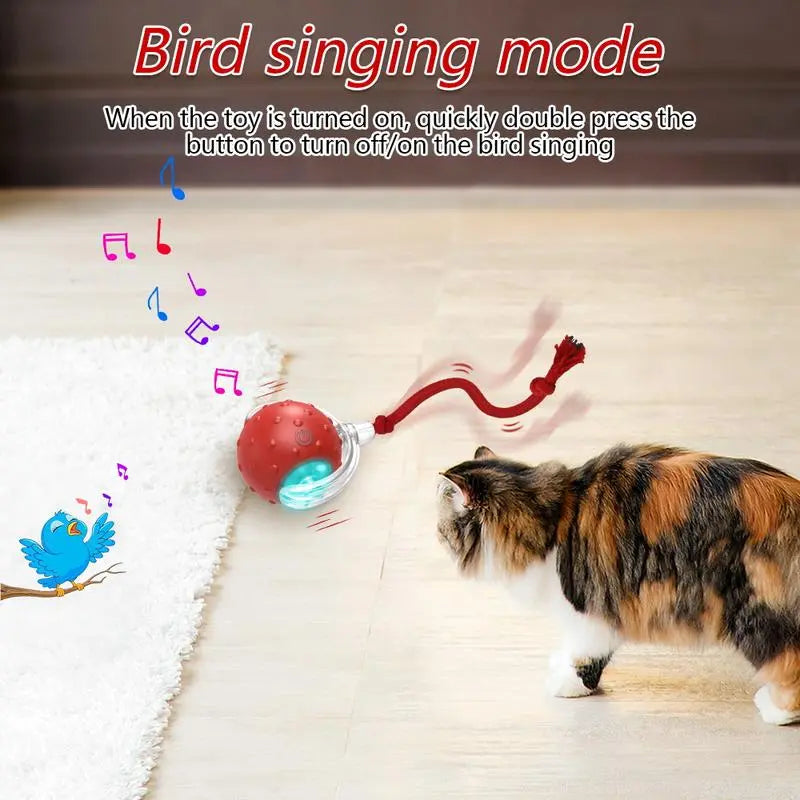 Automatic Interactive Cat Toy Ball for Indoor Use - Fast Rolling, Chirping, and Motion-Activated Pet Entertainment