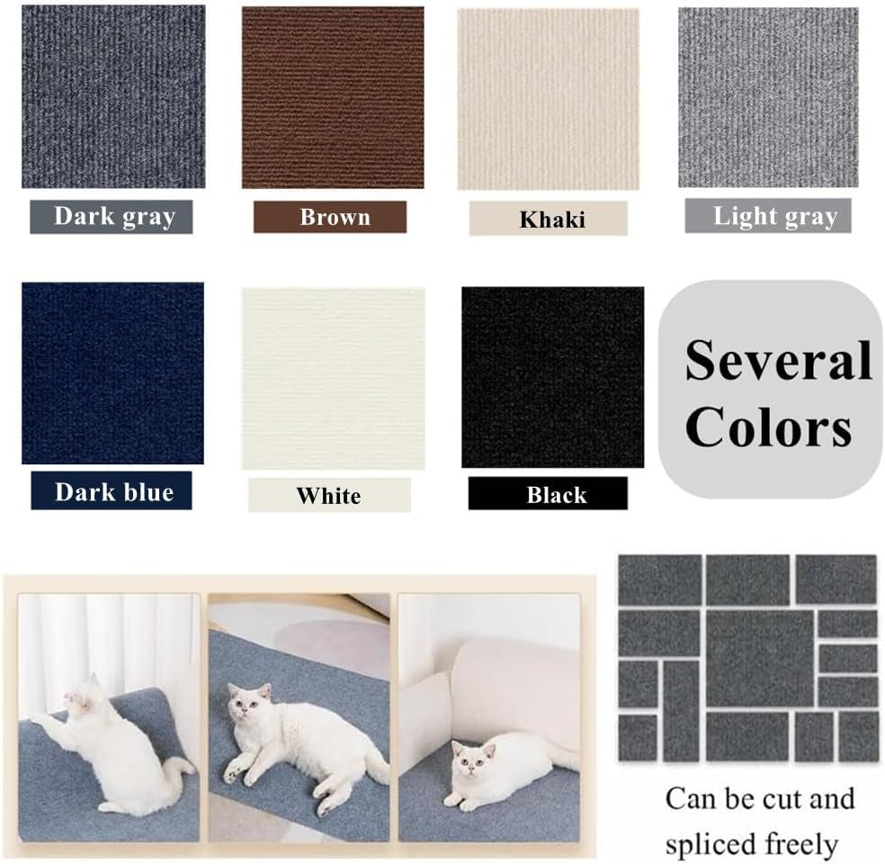 Self-Adhesive Cat Scratch Furniture Protector Mat - DIY Cat Scratch Pad for Cat Trees, Doors, and Couches (Dark Gray, 11.8 x 23 Inches)