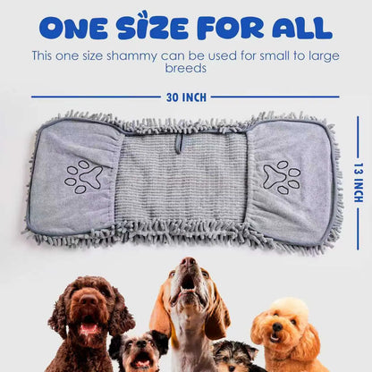Microfiber Quick-Drying Absorbent Dog Towel with Hand Pockets - Machine Washable for Medium to Large Dogs (30" x 13")
