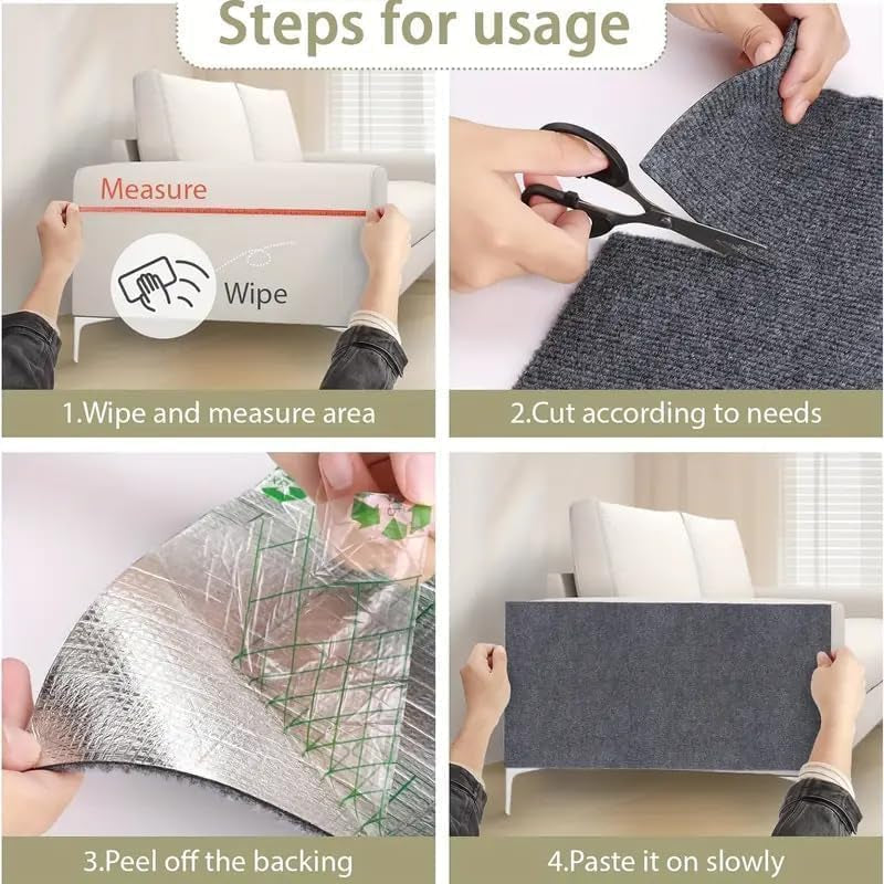 Self-Adhesive Cat Scratch Furniture Protector Mat - DIY Cat Scratch Pad for Cat Trees, Doors, and Couches (Dark Gray, 11.8 x 23 Inches)