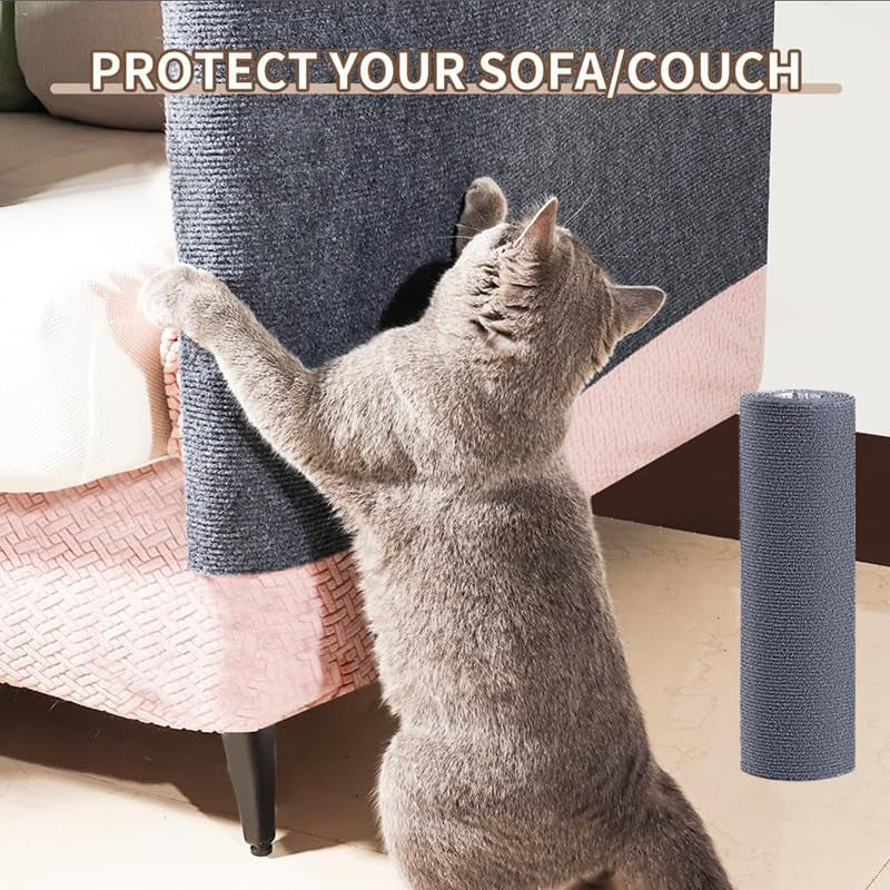 Self-Adhesive Cat Scratch Furniture Protector Mat - DIY Cat Scratch Pad for Cat Trees, Doors, and Couches (Dark Gray, 11.8 x 23 Inches)