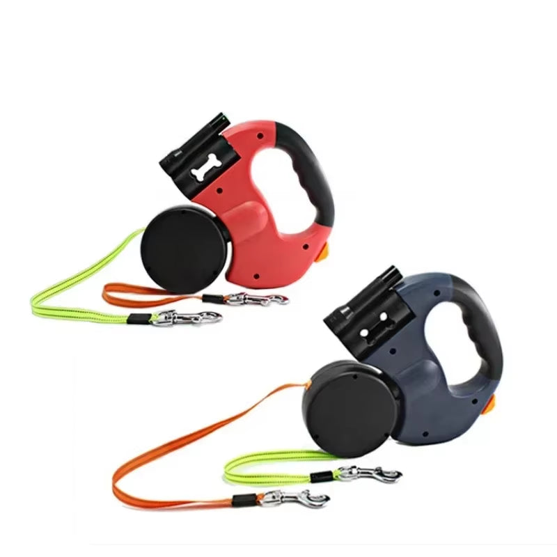 LED Automatic Retractable Dog Leash with Dual-Head Design and Storage Bag - Premium Pet Accessory